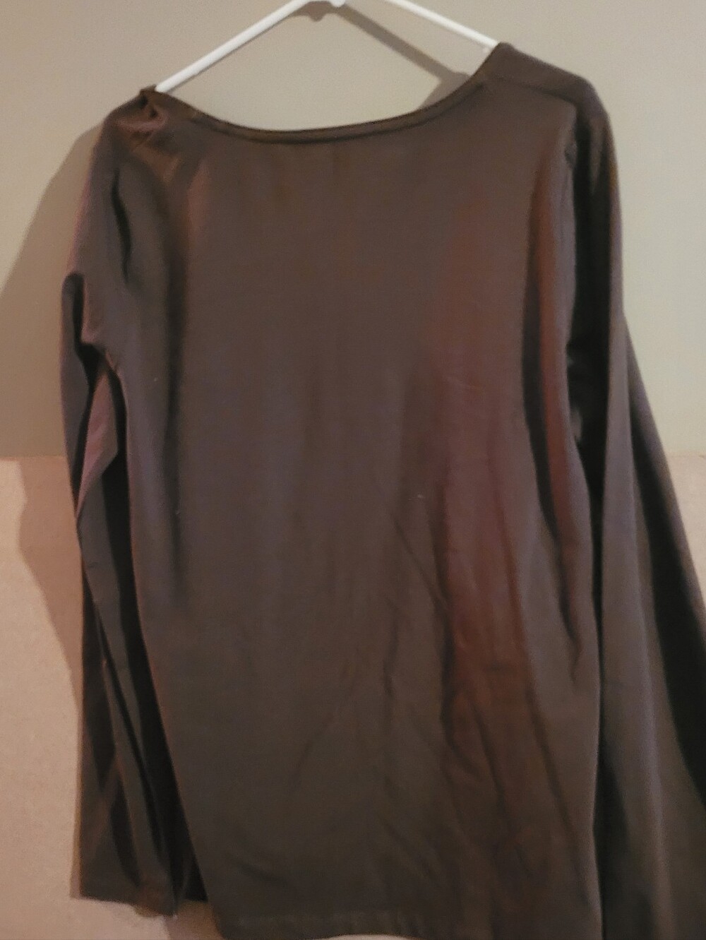 Kim Rodgers Women's Long-Sleeve Crewneck Top in Dark Brown Lg Nwt